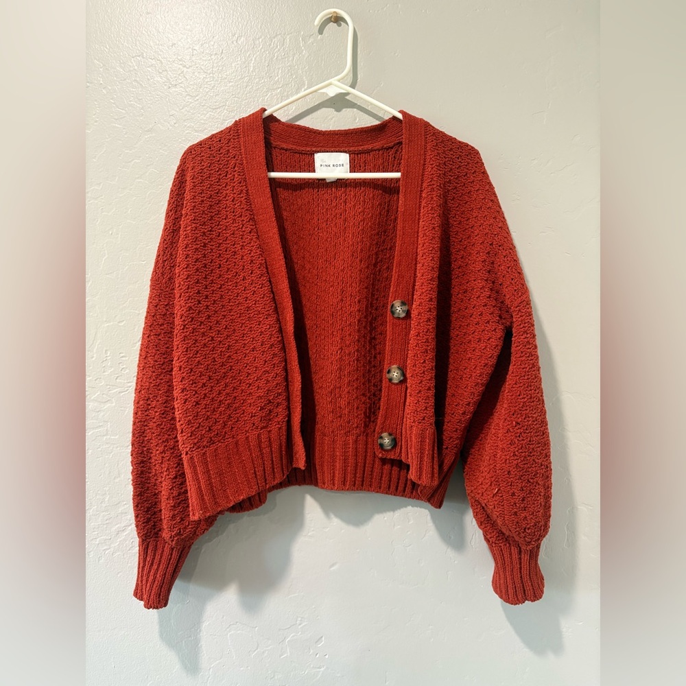Pink Rose Burnt Orange Cardigan